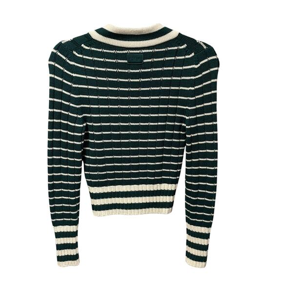NWT Chloe Striped Ribbed Knit V Neck Jumper Sweater Dark Green Womens Small - Picture 9 of 10